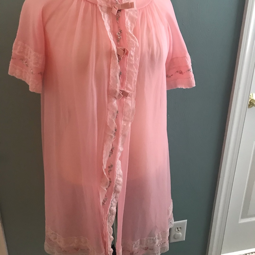 A pink silk robe